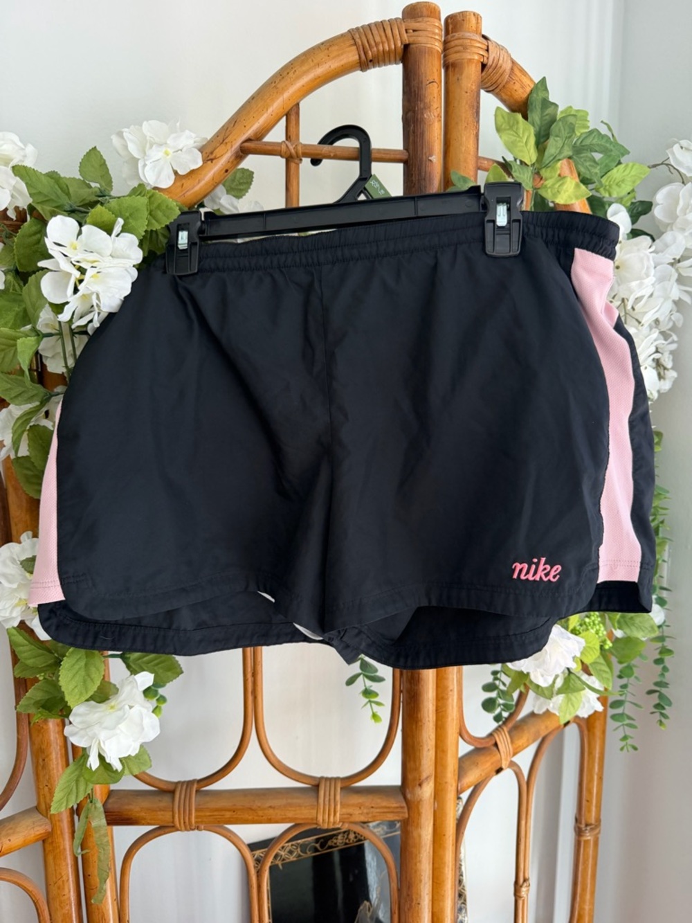 Nike Women's Black Athletic Shorts with Pink Trim